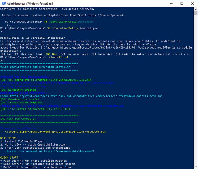 PowerShell VLSub